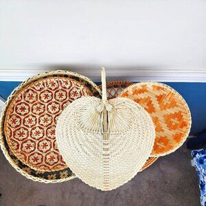 Rosabella Enfancy Boho Handmade Rattan Basket Decor Set of Five NWT